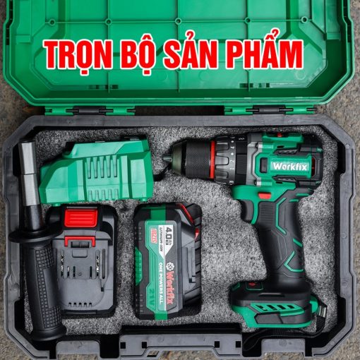 Máy Khoan Pin cầm tay, 13mm, 100Nm WORKFIX WF-ID13100AK - Hình ảnh 2