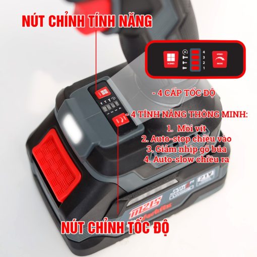 Máy Siết bulong PIN 550Nm Workfix WF-IW550 PRO chính hãng, Đầu 2 Trong 1, 100% Lõi đồng - Hình ảnh 4