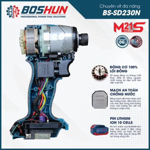 Máy Chuyên Vít PIN 230Nm Boshun BS-SD230N (hàng chính hãng) 5 Mức Tốc Độ, Auto-Stop, Auto-slow. - Hình ảnh 5