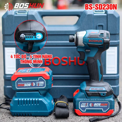 Máy Chuyên Vít PIN 230Nm Boshun BS-SD230N (hàng chính hãng) 5 Mức Tốc Độ, Auto-Stop, Auto-slow.