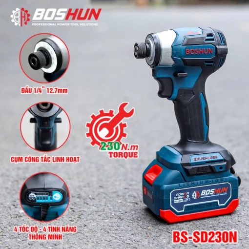 Máy Chuyên Vít PIN 230Nm Boshun BS-SD230N (hàng chính hãng) 5 Mức Tốc Độ, Auto-Stop, Auto-slow. - Hình ảnh 4