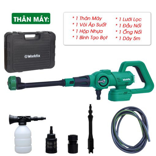 Máy Rửa Xe Cao Áp Workfix WF-PW3825BL, Công suất 305W, 6 Chế Độ, 3 Tốc Độ, Động Cơ 3825BL Không Chổi Than, Chân Pin Phổ Thông, Bảo Hành 12 Tháng - Hình ảnh 7