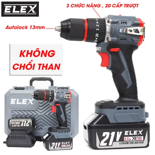 Máy Khoan Pin cầm Tay Bắn Vít 13mm, 65Nm ELEX EL-ID1365BL - Hình ảnh 4
