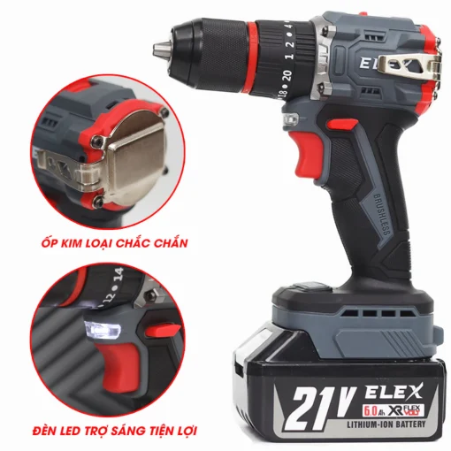 Máy Khoan Pin cầm Tay Bắn Vít 13mm, 65Nm ELEX EL-ID1365BL