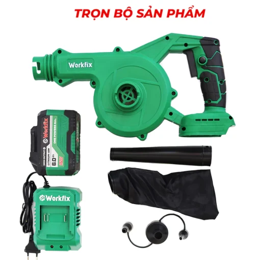 Máy thổi hút bụi pin WORKFIX WF-AB775BL, Động cơ Không chổi than, 2 chức năng, Cò điều tốc, Pin 15Cell - Hình ảnh 2