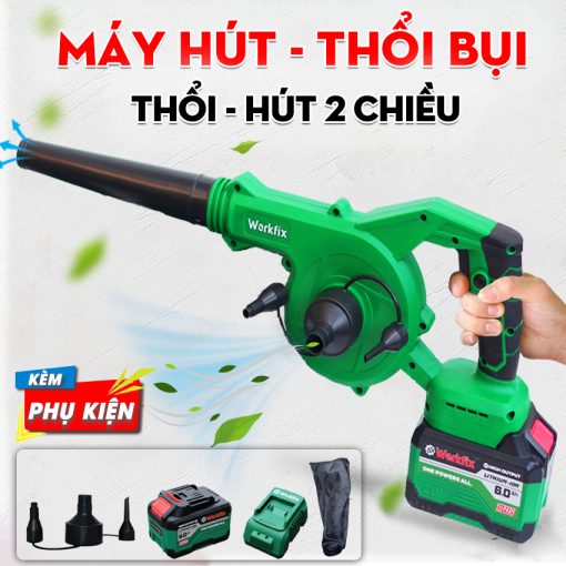 Máy thổi hút bụi pin WORKFIX WF-AB775BL, Động cơ Không chổi than, 2 chức năng, Cò điều tốc, Pin 15Cell - Hình ảnh 6