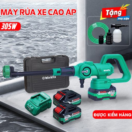 Máy Rửa Xe Cao Áp Workfix WF-PW3825BL, Công suất 305W, 6 Chế Độ, 3 Tốc Độ, Động Cơ 3825BL Không Chổi Than, Chân Pin Phổ Thông, Bảo Hành 12 Tháng - Hình ảnh 2