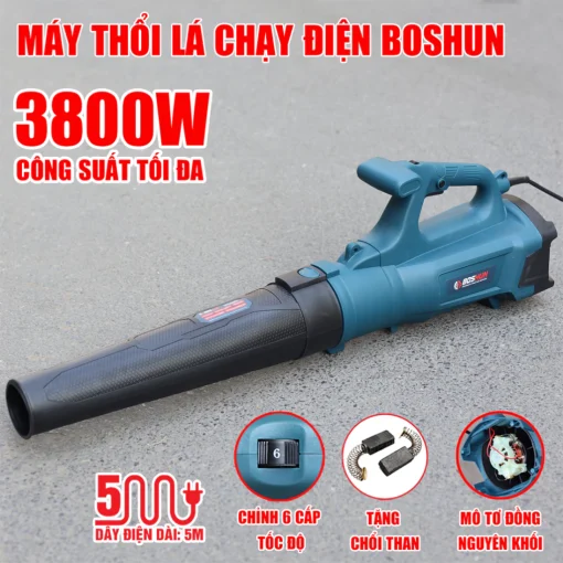 Máy Thổi Bụi / Thổi Lá cầm tay 3800w BOSHUN BS-ELB3800W chính hãng, Dây điện dài 5m, 100% lõi đồng - Hình ảnh 4