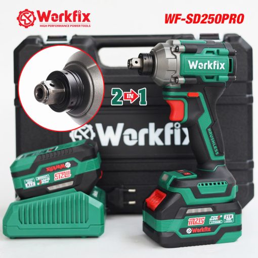 Máy Chuyên Vít PIN, đầu bulong, 250Nm, WORKFIX WF-SD250PRO (hàng chính hãng), 100% lõi đồng